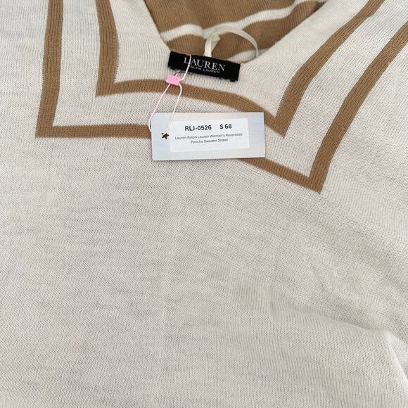 Lauren Ralph Lauren Women's Reversible Poncho Sweater Shawl - Picture 7 of 7